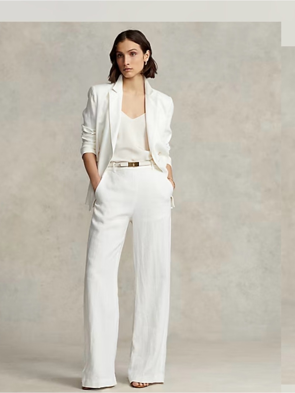 Polo Ralph Lauren White 100% Linen Suit Blazer & Straight Leg Pants‎ Women’s 2/0